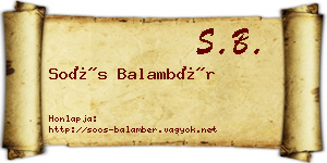 Soós Balambér névjegykártya